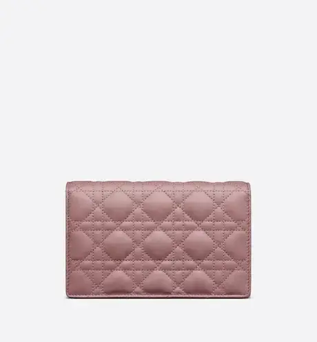 LADY D CHAIN POUCH Peony Pink Cannage Lambskin - image 2