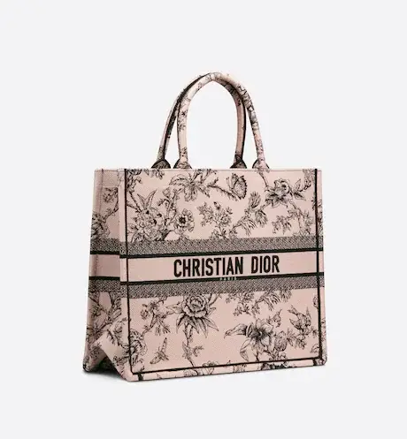 LARGE D BOOK TOTE Powder Pink D Jardin Botanique Embroidery (42 x 35 x 18.5 cm) - image 1