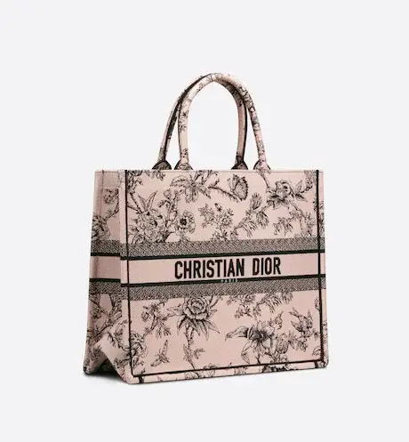 LARGE D BOOK TOTE Powder Pink D Jardin Botanique Embroidery (42 x 35 x 18.5 cm) - image 3