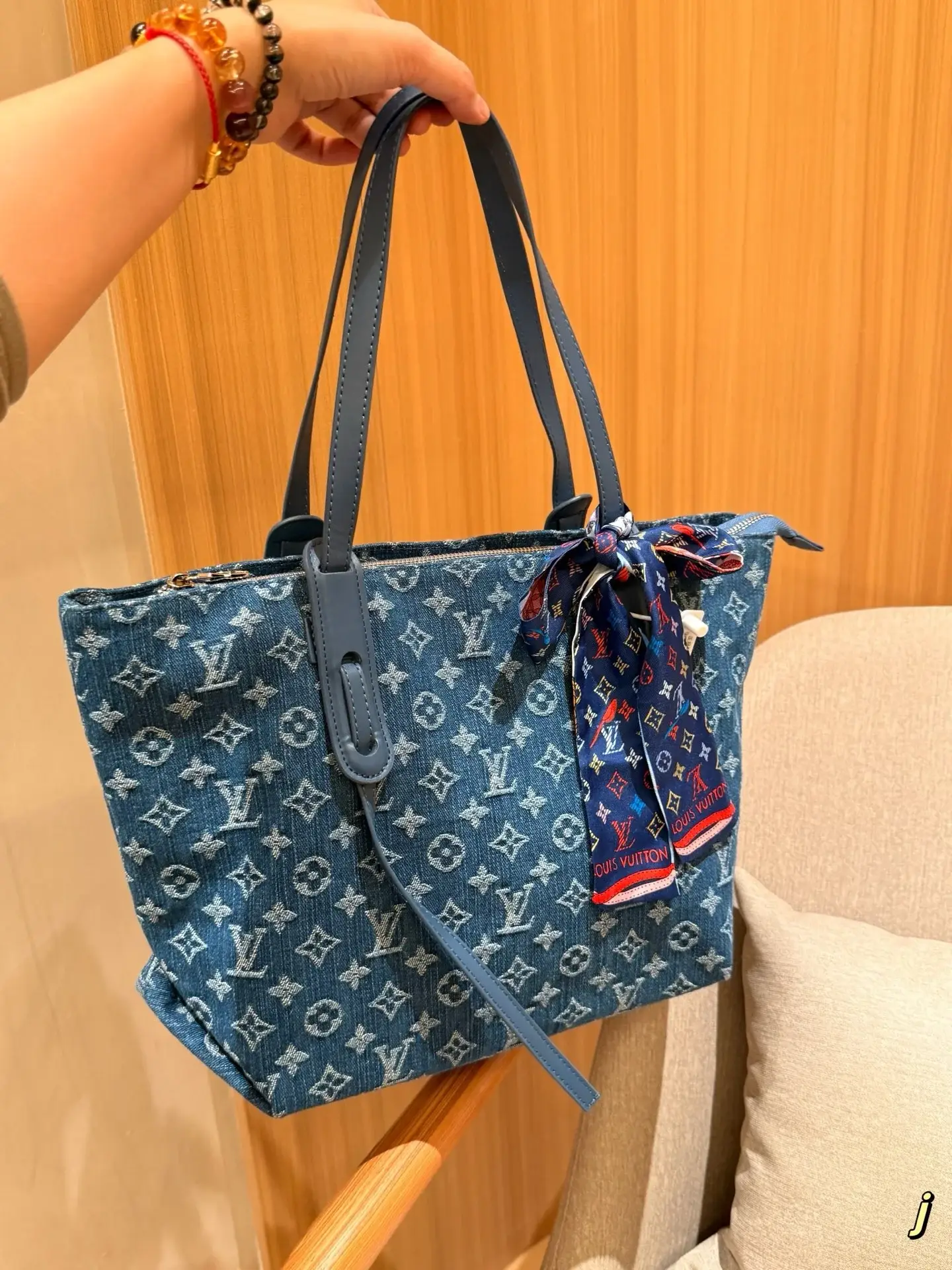 Louis new arrival neverfull denim bag size:40*24*16 cm - image 7