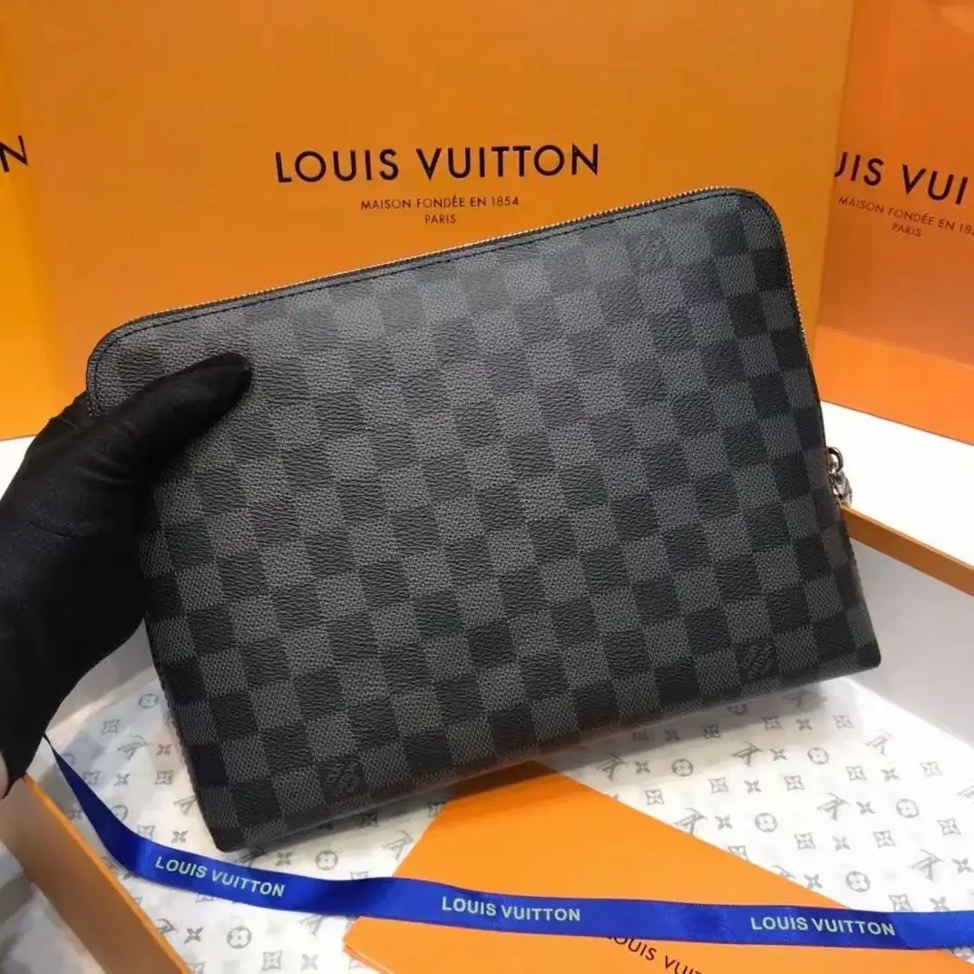 Louis new pouch damier graphite bag size： 21.0 x 27.0 x 5.0 cm - View 5