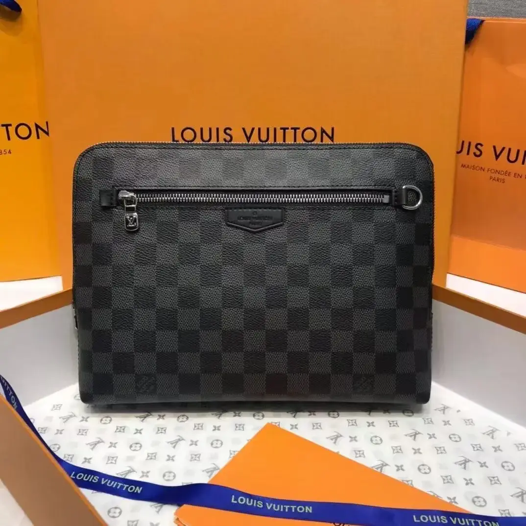 Louis new pouch damier graphite bag size： 21.0 x 27.0 x 5.0 cm - View 3