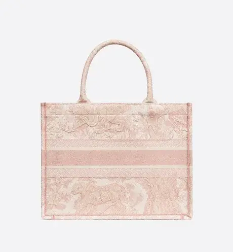 MEDIUM D BOOK TOTE Pink Toile de Jouy Embroidery (36 x 27.5 x 16.5 cm) - image 2