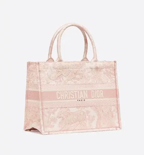 MEDIUM D BOOK TOTE Pink Toile de Jouy Embroidery (36 x 27.5 x 16.5 cm) - image 1