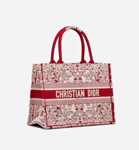 MEDIUM D BOOK TOTE White and Red D Bandana Embroidery (36 x 27.5 x 16.5 cm) - image 1