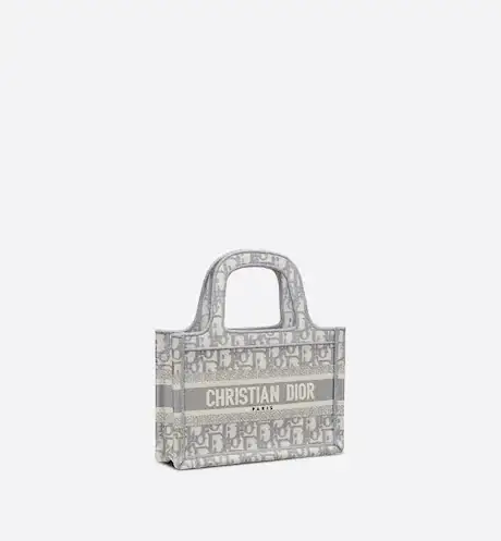 MINI D BOOK TOTE Gray D Oblique Embroidery (22,5 x 15 x 6 cm) - image 1