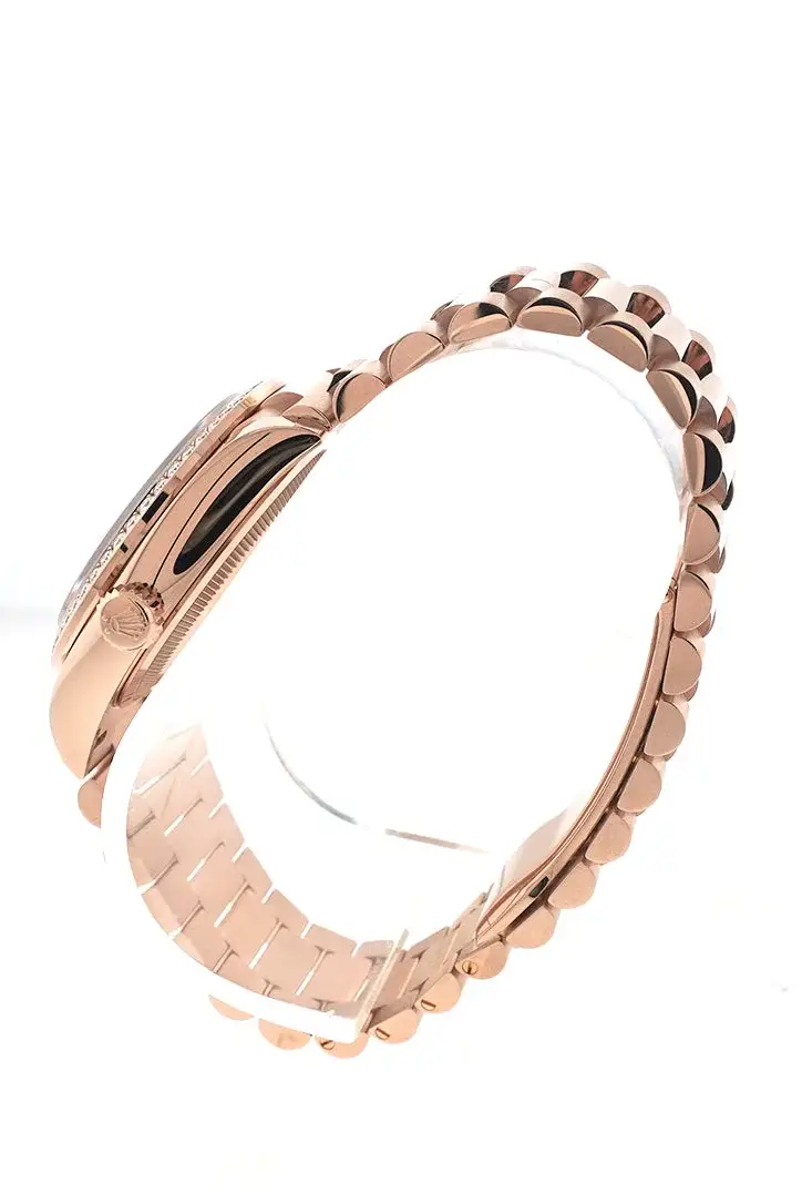 RLX Day-Date 36 Everose Diamond Bezel  Diamond Paved Rainbow Sapphire Dial President Bracelet Watch 128345RBR - image 4