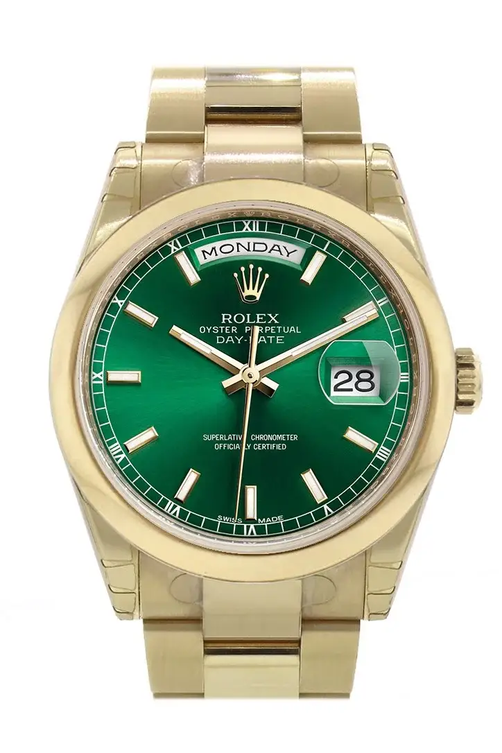 RLX Day-Date 36 Green Dial Yellow Gold Watch 118208 - image 1