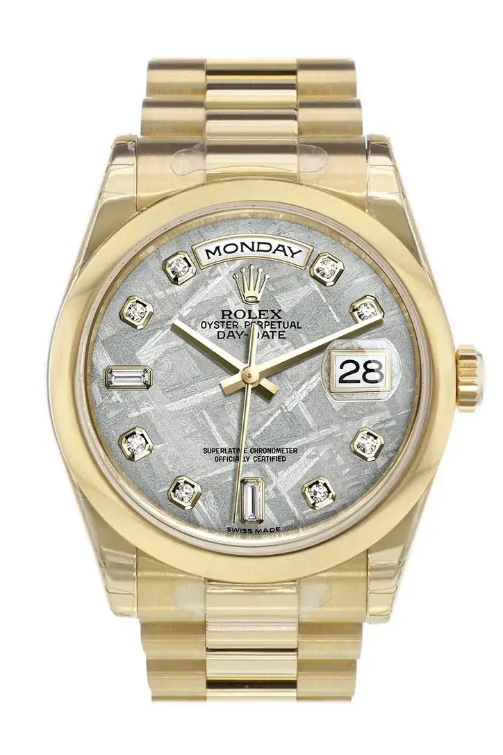 RLX Day-Date 36 Meteorite set with Diamonds Dial President Yellow Gold Watch 118208 - image 1