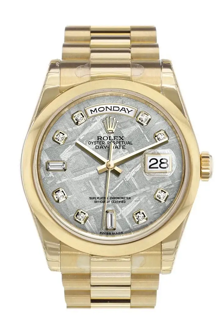 RLX Day-Date 36 Meteorite set with Diamonds Dial President Yellow Gold Watch 118208 - image 2