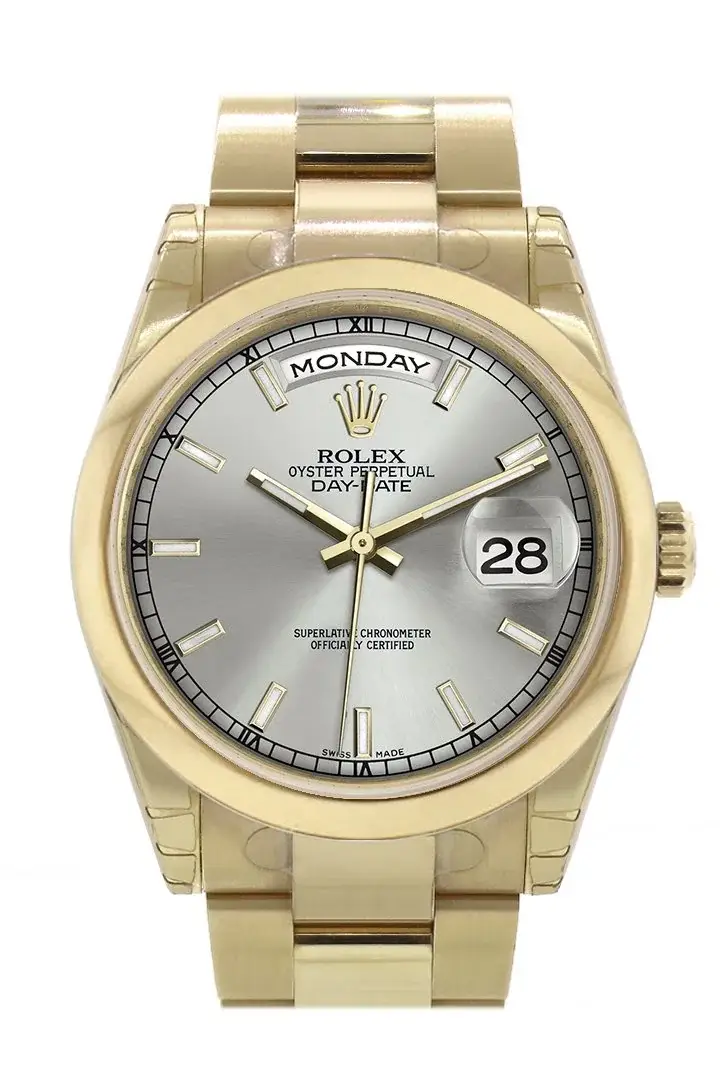 RLX Day-Date 36 Silver Dial Yellow Gold Watch 118208 - image 1
