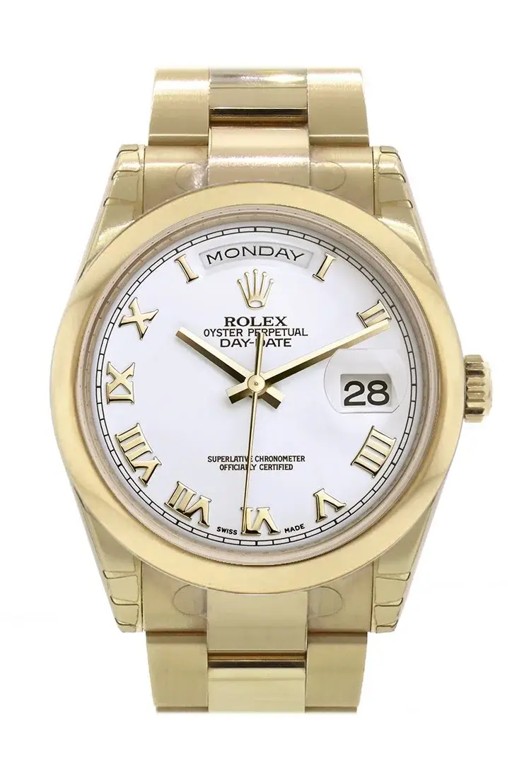 RLX Day-Date 36 White Roman Dial Yellow Gold Watch 118208 - image 1