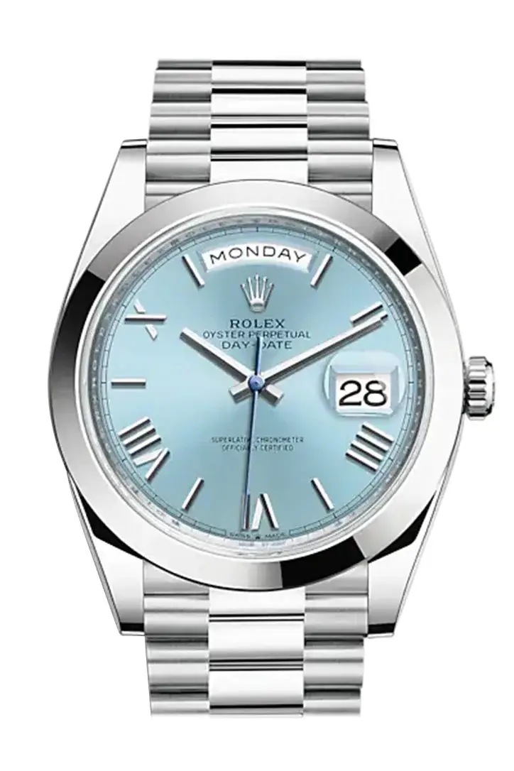 RLX Day-Date 40 Ice blue Dial Roman Dome Bezel Platinum President Automatic Men’s Watch 228206 - image 1