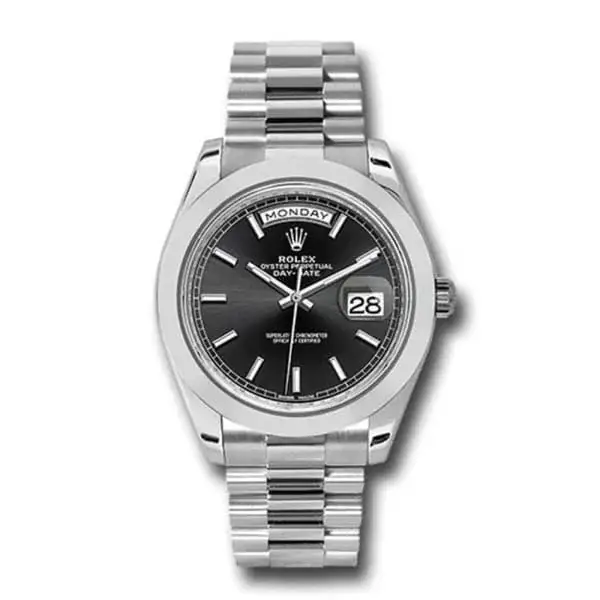 RLX Day-Date 40 Presidential Black dial, Smooth Bezel, President bracelet, Watch 228206-0013 - image 1