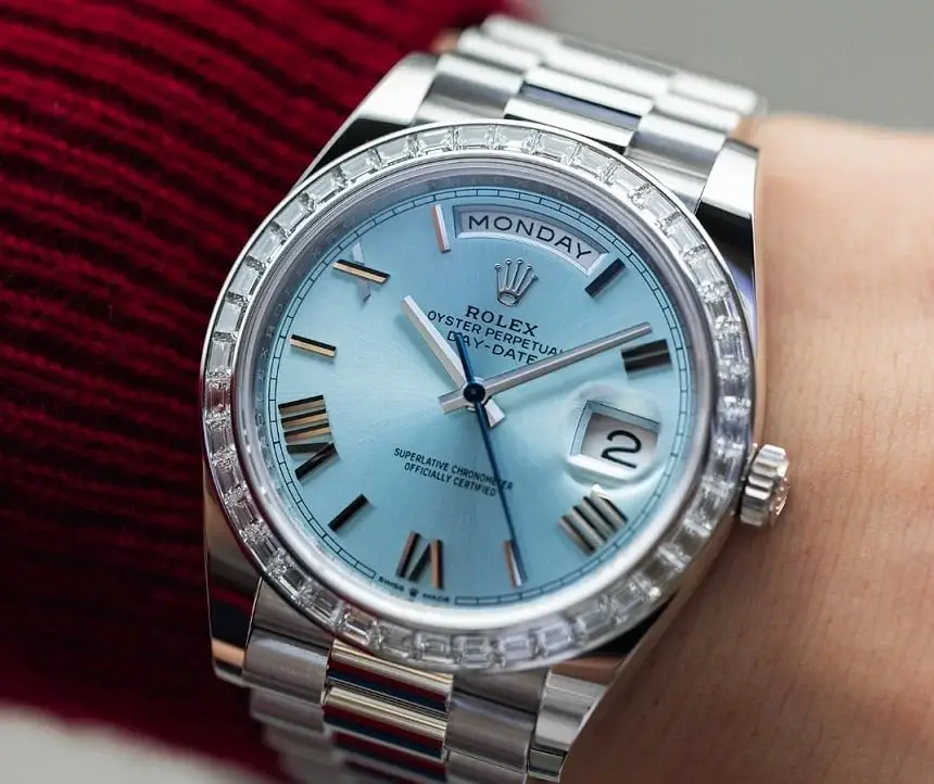 RLX Day-Date 40 Presidential Platinum Watch, Blue dial, Diamond Bezel, President bracelet, 2022 model 228396tbr-0002 - image 3