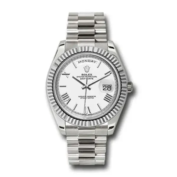 RLX Day-Date 40 Presidential White dial, Fluted Bezel, President bracelet, White gold Watch - image 1