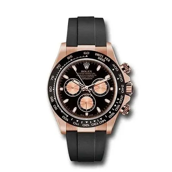 RLX Daytona, Black dial, Engraved Bezel, Rubber Oysterflex, Rose gold Watch 116515ln-0017 - image 1