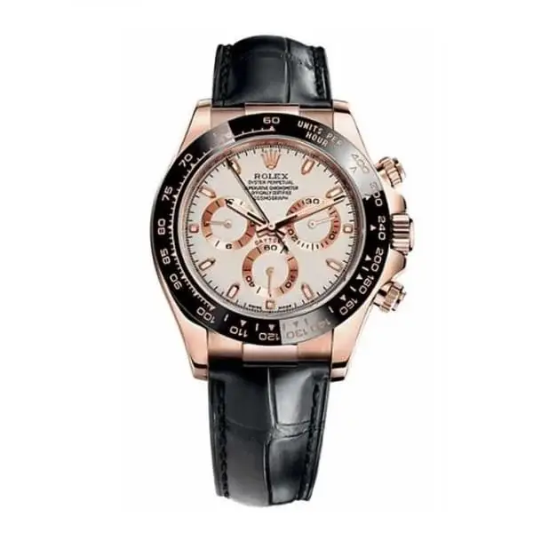 RLX Daytona, Ivory dial, Engraved Bezel, Leather strap, Rose gold Watch 116515 LNi - image 1