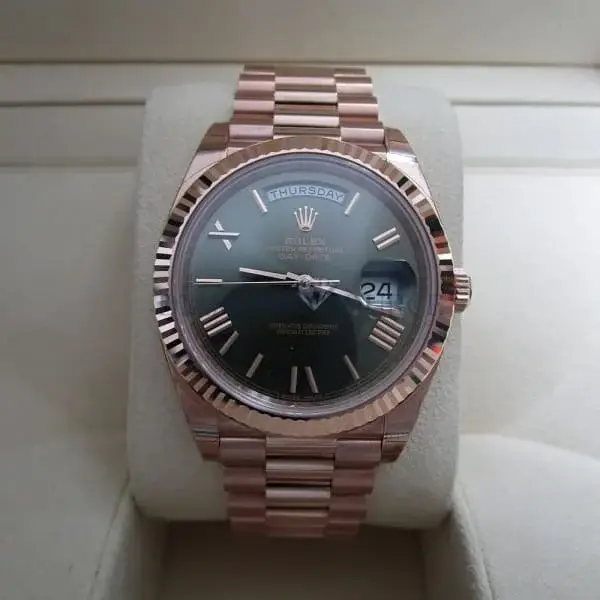 Rlx Day-Date 40 Presidential Olive Green Dial 18kt Rose Gold Men’s Watch 228235-0025 - image 9