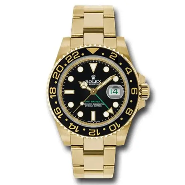 Rlx GMT Master II Black Index Dial Oyster Bracelet 18k Yellow Gold Mens Watch 116718BK - image 1