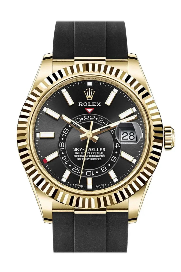 Rlx Sky-Dweller 42 Black Dial 18K Yellow Gold Men’s Watch 326238 - image 1