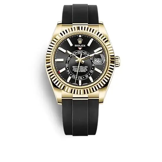 Rlx Sky-Dweller 42 Black Dial 18K Yellow Gold Men’s Watch 326238 - image 3