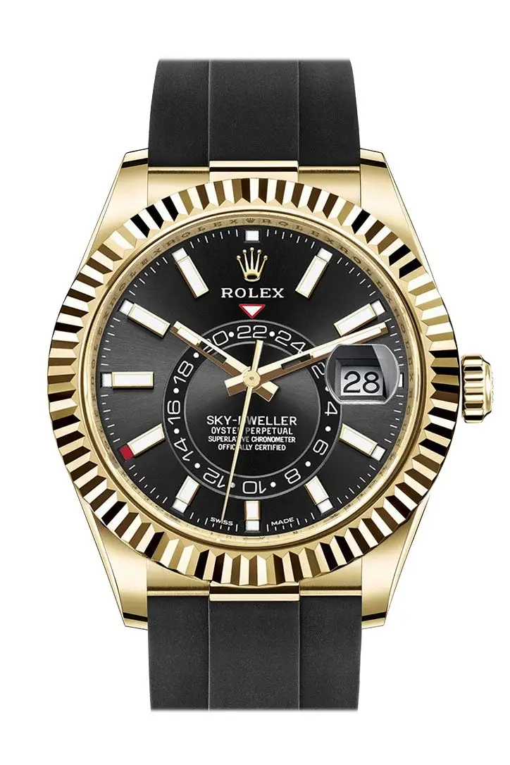 Rlx Sky-Dweller 42 Black Dial 18K Yellow Gold Men’s Watch 326238 - image 2