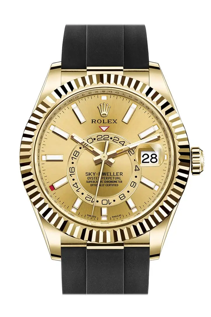 Rlx Sky-Dweller 42 Champagne Dial 18K Yellow Gold Men’s Watch 326238 - image 1