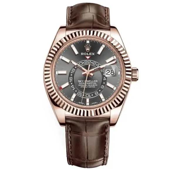 Rlx Sky-Dweller Dark Rhodium Dial Automatic 18kt Everose Gold Leather Strap 326135-0008 - image 1
