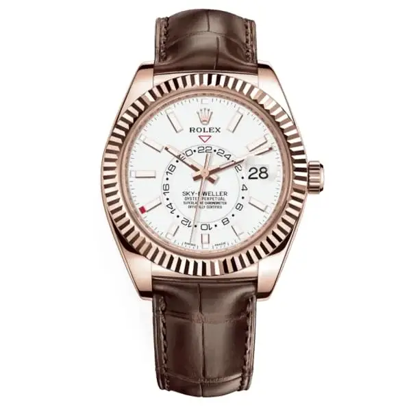 Rlx Sky-Dweller White Dial Automatic 18kt Everose Gold Leather Strap 326135-0006 - image 2