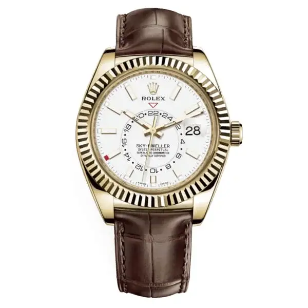 Rlx Sky-Dweller White Dial Automatic 18kt Yellow Gold Leather Strap 326138-0010 - image 2