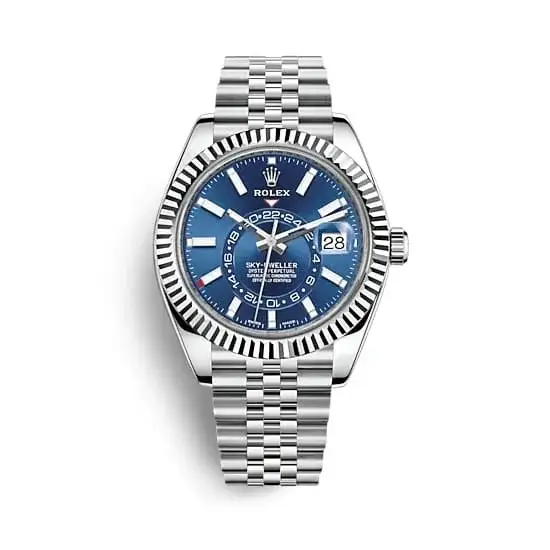 Rlx Sky Dweller Blue Dial 18K White Gold Bezel Steel Jubilee Men’s Watch 326934 - image 3