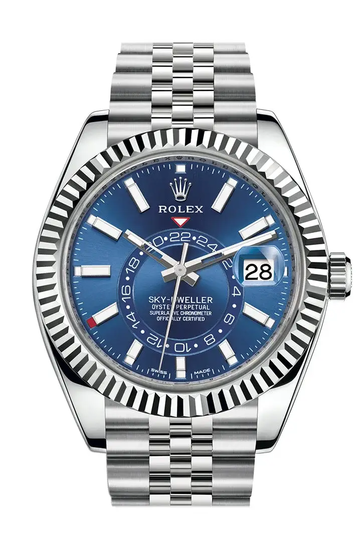 Rlx Sky Dweller Blue Dial 18K White Gold Bezel Steel Jubilee Men’s Watch 326934 - image 2
