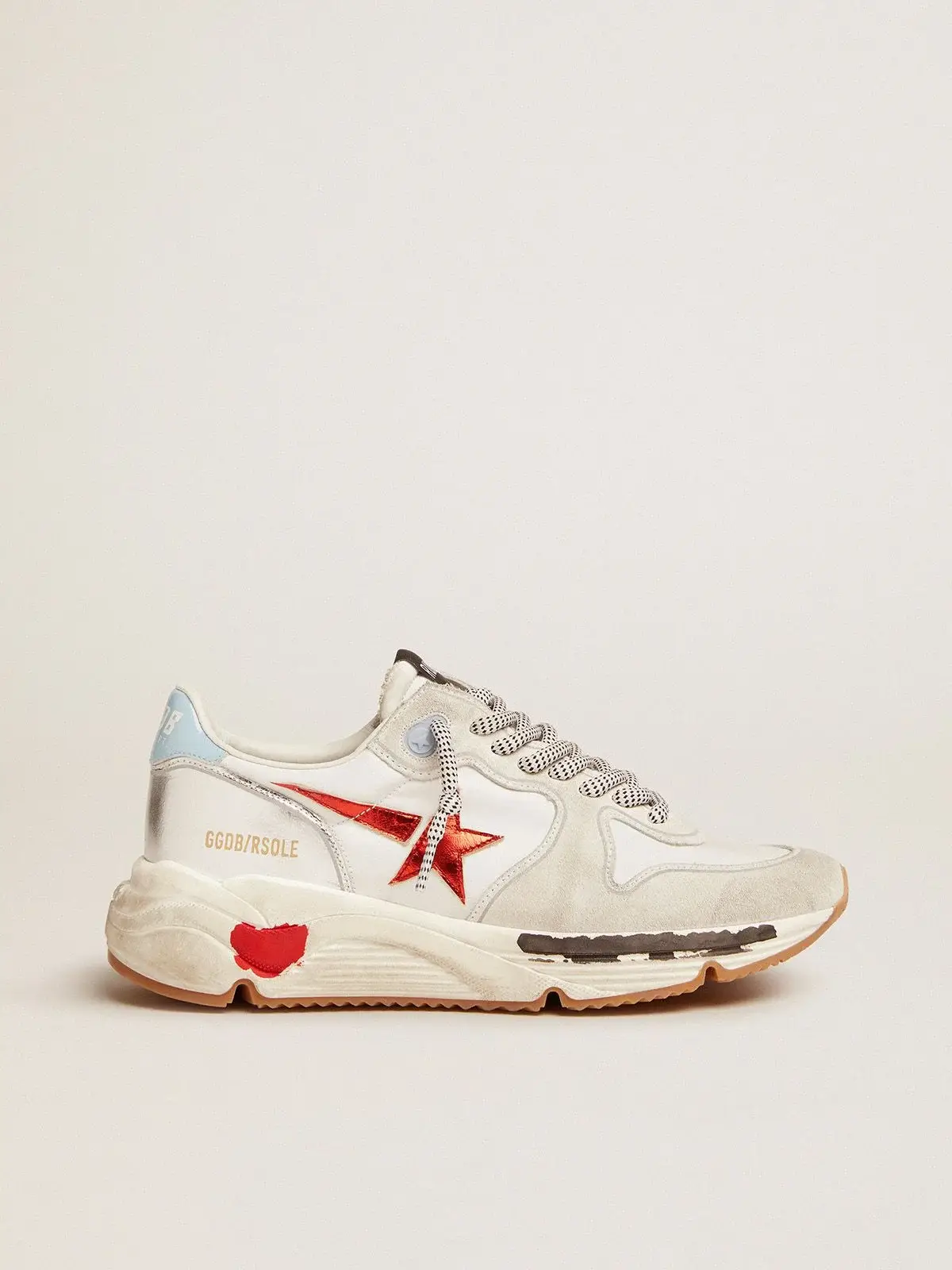 Running Sole sneakers in nylon suede with red laminated leather star - View 2