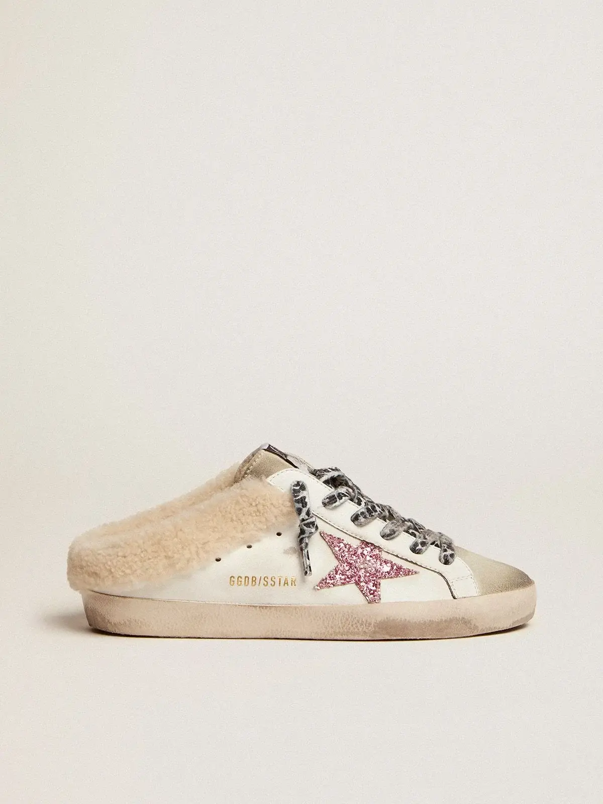 Sup-S Sabots with pink glitter star shearling lining - View 2