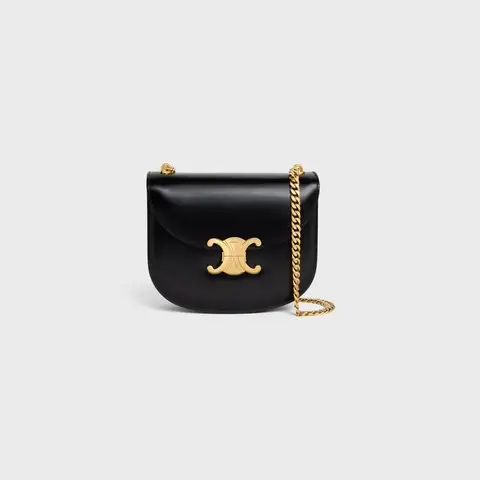 TEEN CHAIN BESACE TRIOMPHE IN SHINY CALFSKIN BLACK - image 1