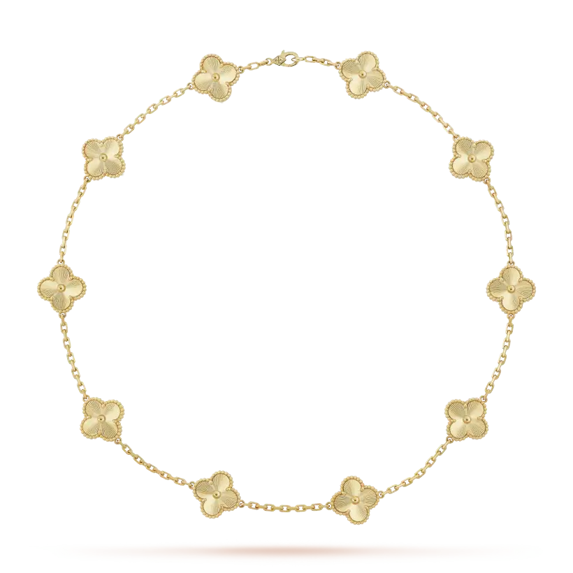 Vintage Alhambra necklace, 10 four-leaf lucky totems - image 1
