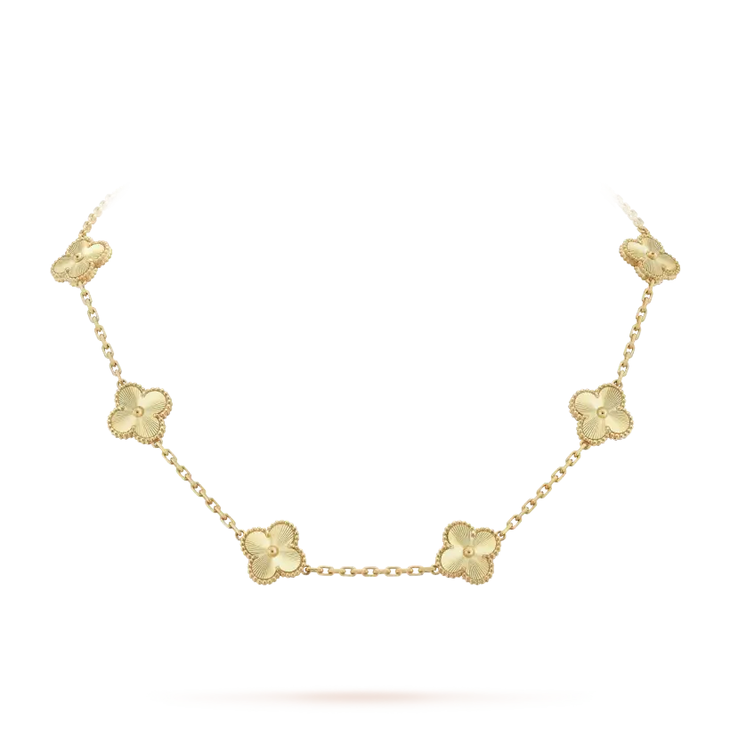Vintage Alhambra necklace, 10 four-leaf lucky totems - image 2