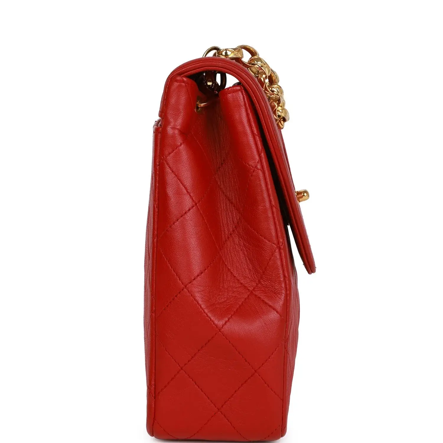 Vintage CC Trapeze Flap Bag Red Lambskin Gold Hardware - image 8