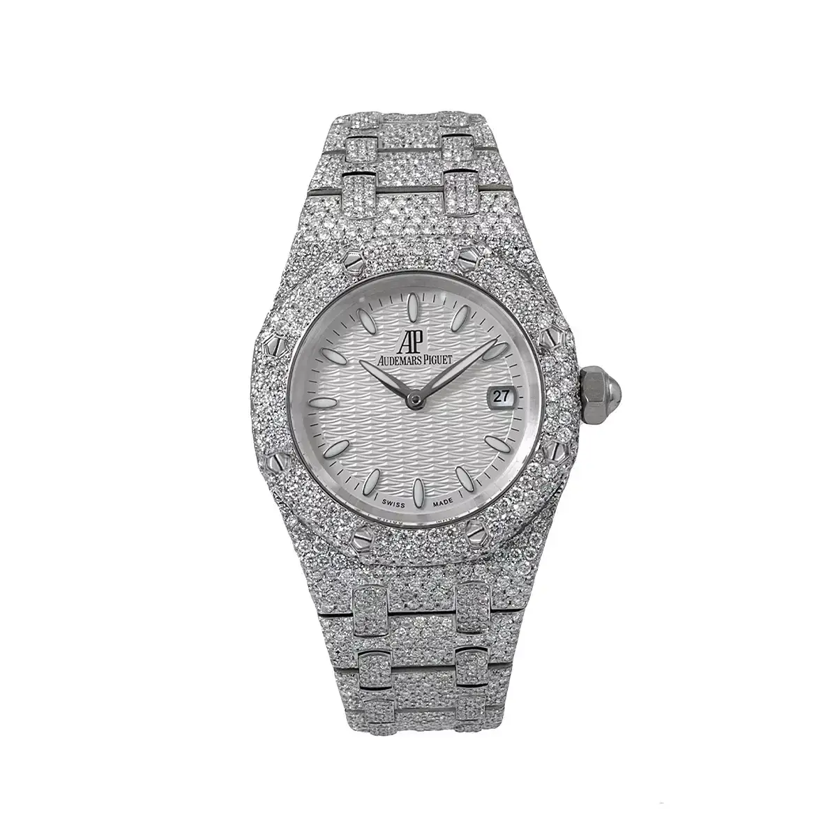 White Dial 33mm AP Royal Oak Ladies Diamond Watch 11.75ct - image 1