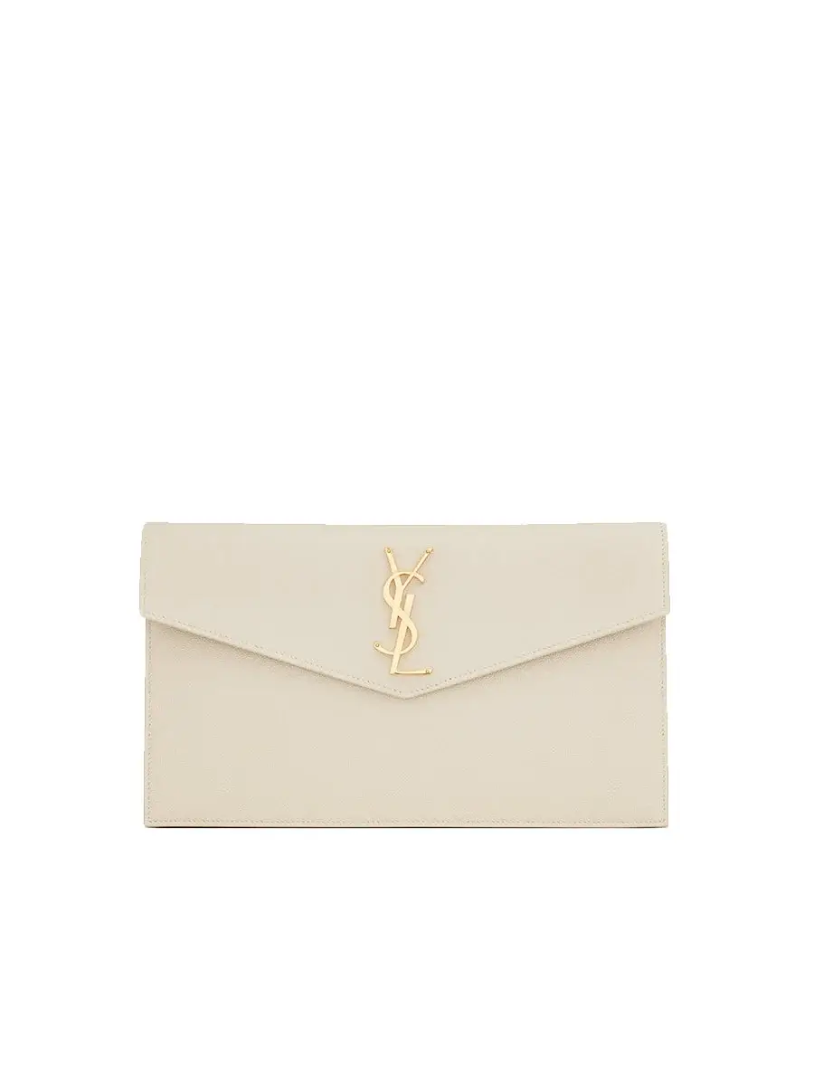 Y Uptown Pouch Grain De Poudre Embossed Leather in Blanc Vintage - image 1
