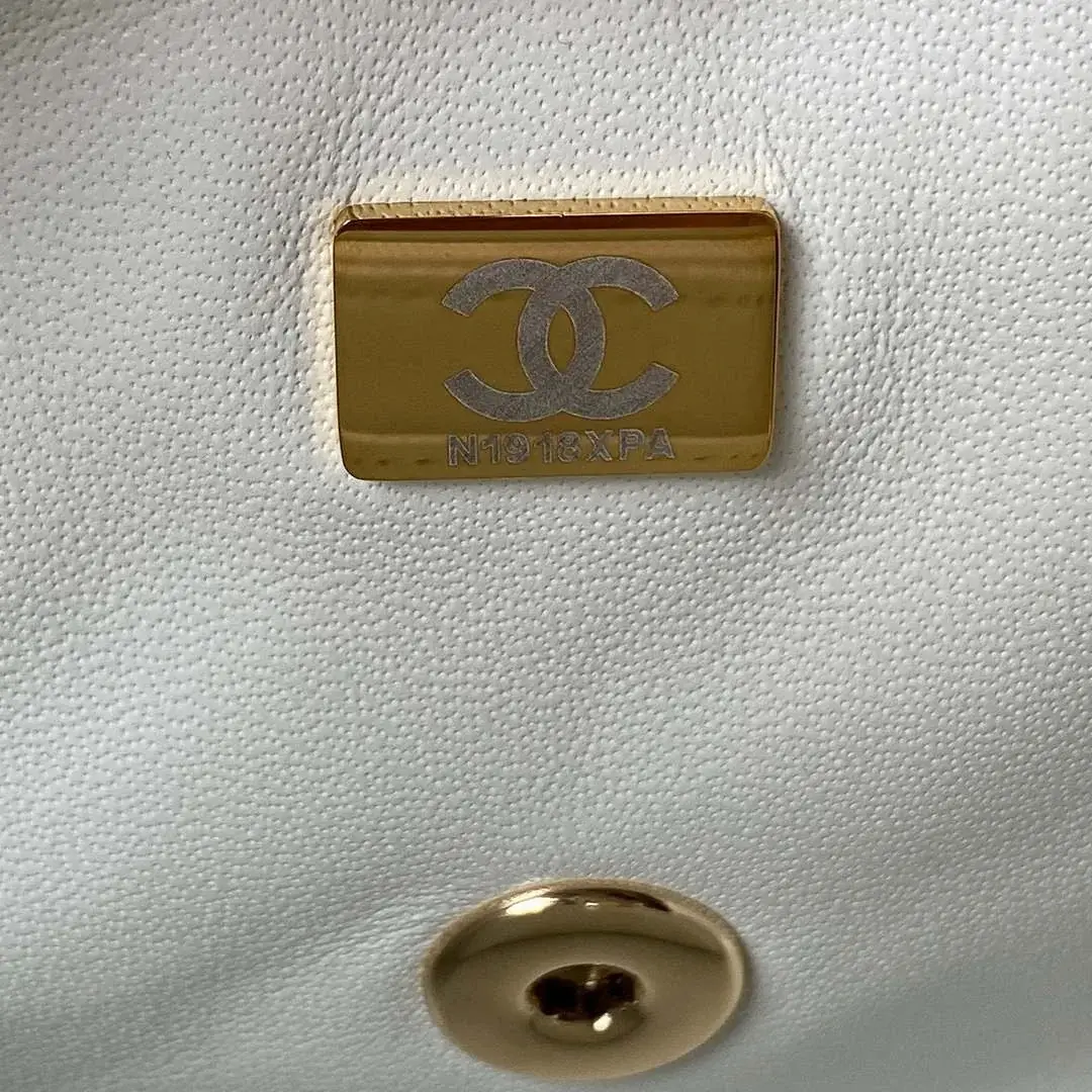 cc 23K AS2431 Mini flap Lambskin bag with top handle Black/white - image 15
