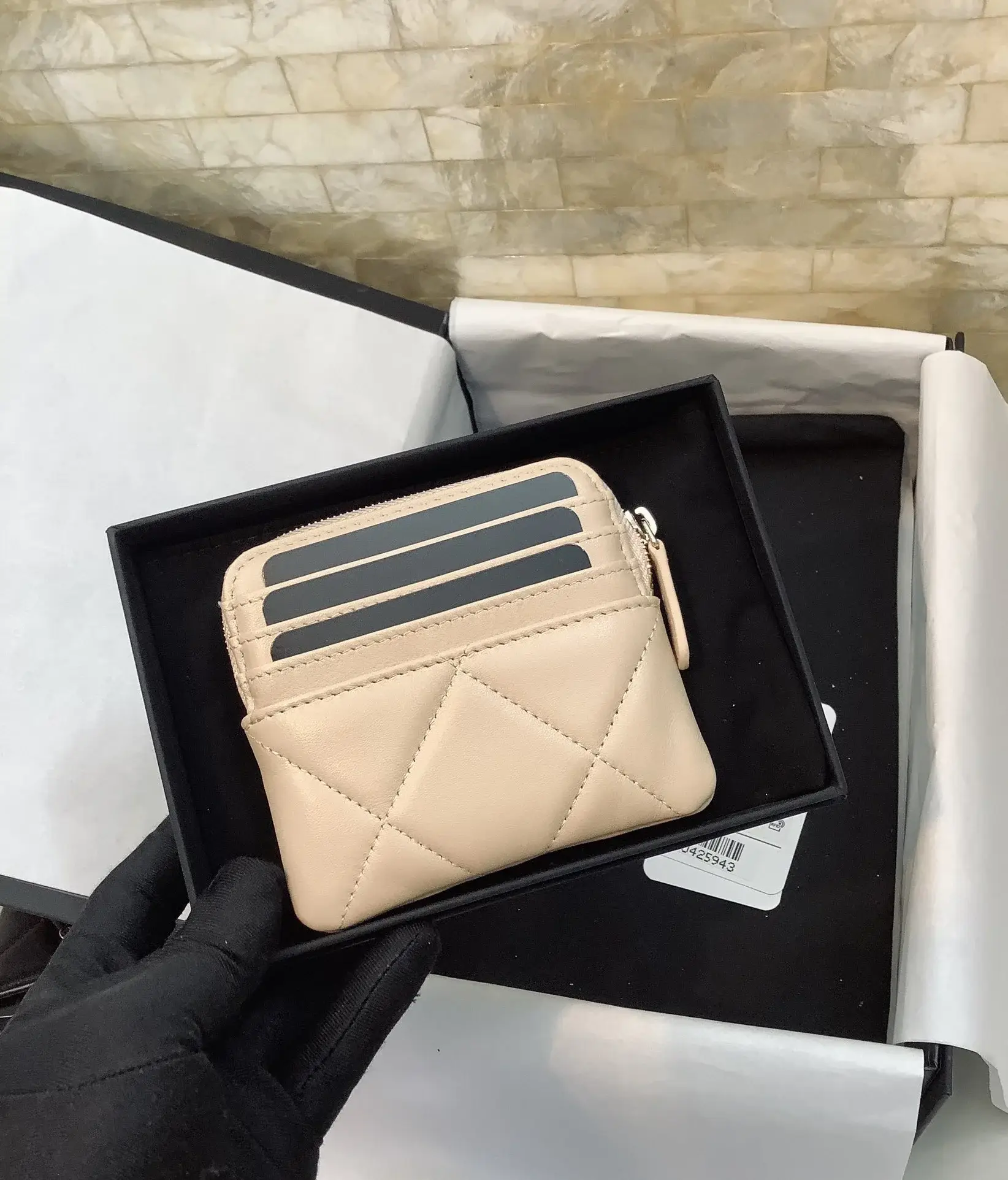 cc CO-CO Card Holder 12cm/4.7in Gold Hardware For Women Beige - image 6
