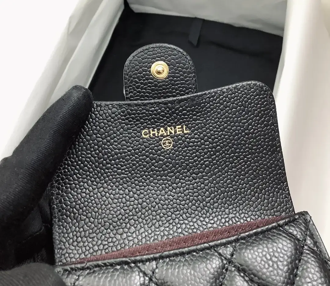 cc CO-CO Classic Card Holder 11cm/4.4in Gold Hardware For Women Black - image 2