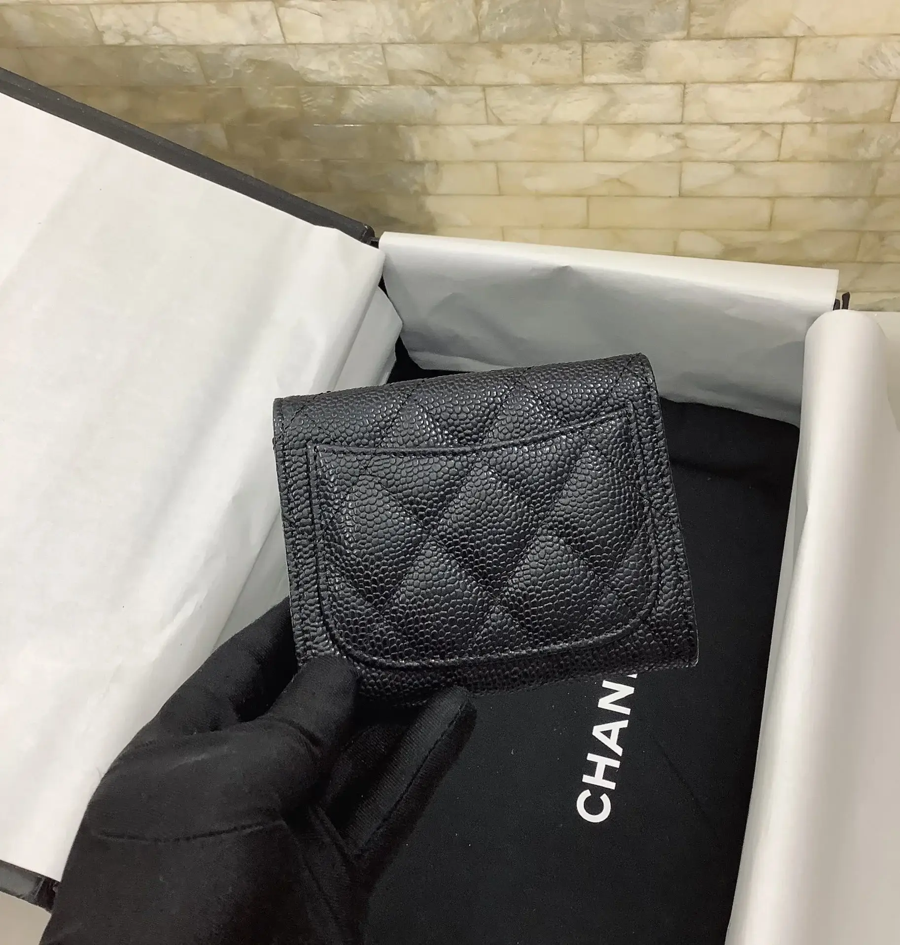 cc CO-CO Classic Card Holder 11cm/4.4in Silver Hardware For Women Black AP0214 Y01480 C3906 - image 4
