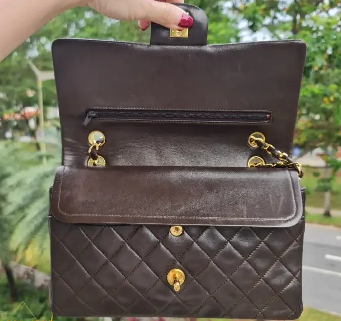 cc Vintage Medium Classic Double Flap Bag in Brown Lambskin - image 2