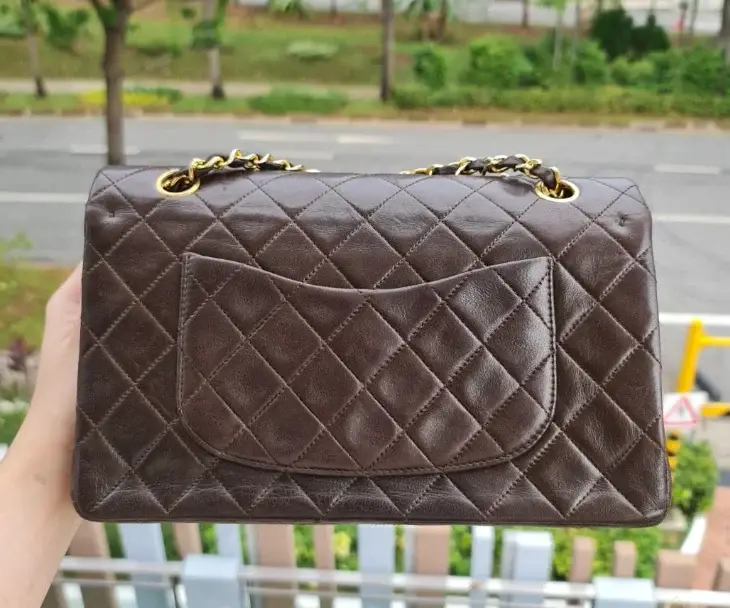 cc Vintage Medium Classic Double Flap Bag in Brown Lambskin - image 3
