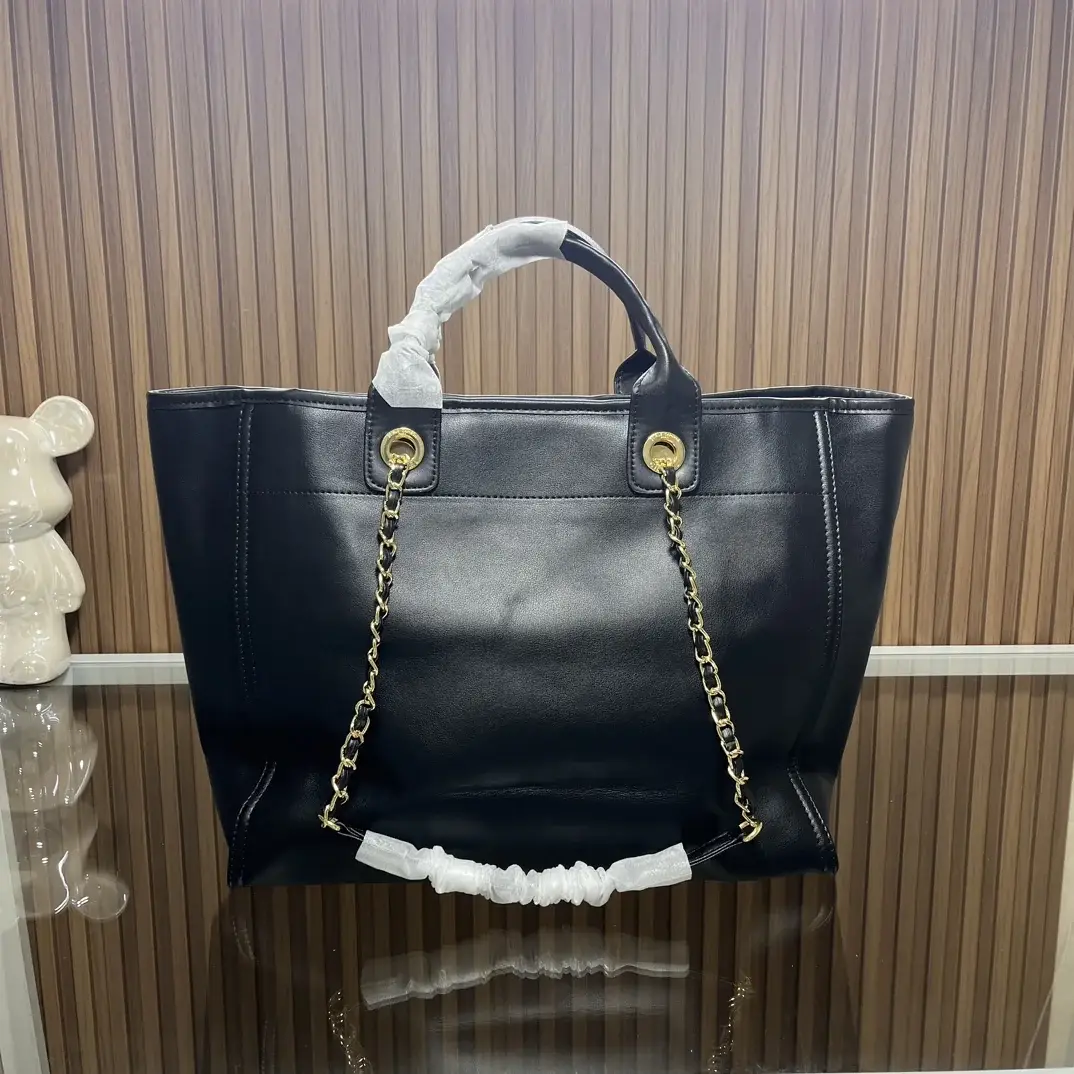 CC leather tote bag black/white size: 36.5/32/15 cm - image 13