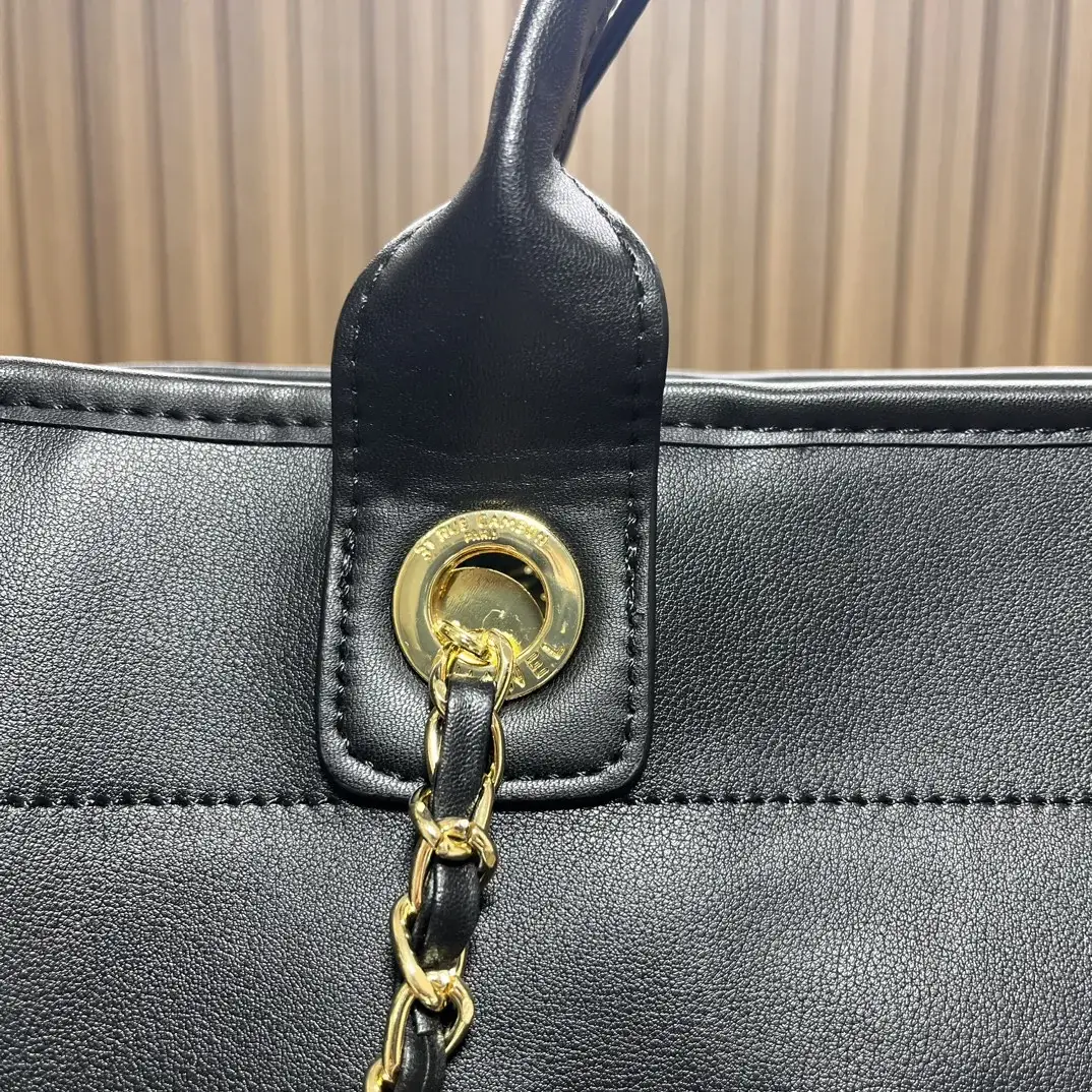 CC leather tote bag black/white size: 36.5/32/15 cm - image 14