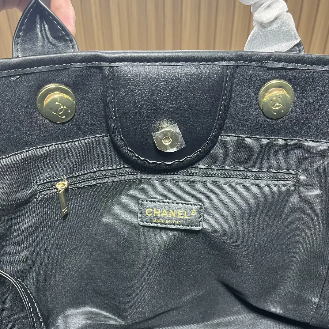 CC leather tote bag black/white size: 36.5/32/15 cm - image 4